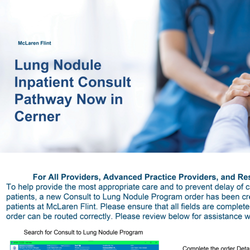 McLaren Flint Lung Nodule Program Inpatient Consult